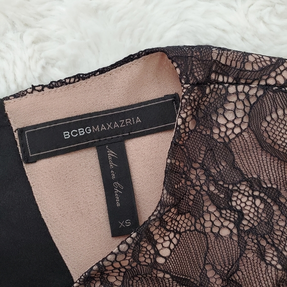 NWOT BCBGMaxAzria Laine - Lace Faux Leather Top - Picture 7 of 8